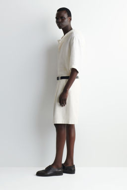 PLEATED DENIM-HERRINGBONE SHORTS - H&m фото 7
