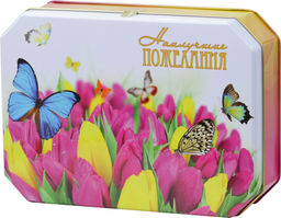 Черный дракон. 8 марта. Шкатулка Тюльпаны 80 гр. жест.банка