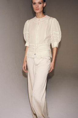 BLUSA ROM?NTICA ENCAJE ZW COLLECTION / Crudo - Zara фото 5