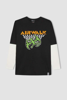 Футболка оверсайз с круглым вырезом и длинными рукавами Cool Airwalk - Defacto фото 10