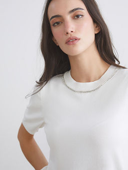 Bisiklet Yaka Ta?l? Kad?n Triko Kazak