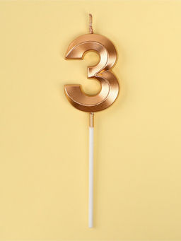Цена за 2 шт. Свеча в торт на шпажке «Грань», цифра 3, шампань, 5 см