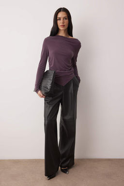 Murdum Modal Kumas Degaje Yaka Drapeli Vatkal? Asimetrik Orme Bluz TWOAW25BZ00031