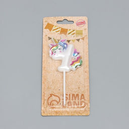 Цена за 2 шт. Свеча в торт «Единорог», цифра 4, 6 см