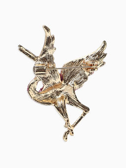 Брошь «Птица» аист, стразы, цвет фиолетовый в золоте