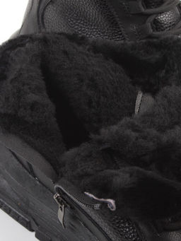 04-WG044-1M BLACK Кроссовки зимние женские (натуральная кожа, 100% шерсть)