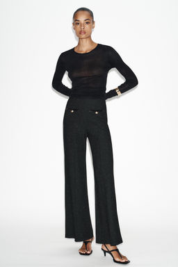 BOUCL_ METALLIC THREAD TROUSERS - Zara фото 10