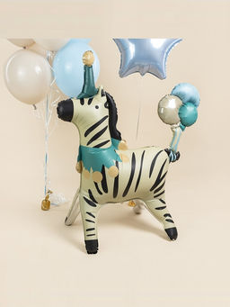 Воздушный шар фольгированный 3D 43" «Цирк. Зебра в колпачке», только под воздух