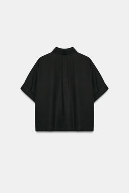 CAMISA FLUIDA MANGA CORTA / Negro - Zara фото 6
