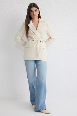 TRENDYOLMILLA Ekru Kusakl? Regular Astarl? Dokuma Blazer Ceket TWOSS25BC00022  фото 2