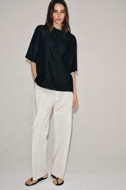 BLUSA FLUIDA MANGA CORTA ZW COLLECTION / Negro - Zara фото 6