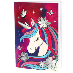 Блокнот А5, 40 листов, на скрепке, в точку, тиснение серебро, «Минни Маус и единорог»