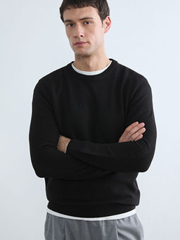 Bisiklet Yaka Petek Dokulu Erkek Triko Kazak