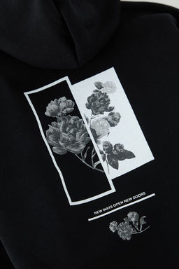 Siyah Erkek Cocuk Duz Orme Mini Me S?rt Bask?l? Sweatshirt TKDAW25SW00117 - Trendyolmilla фото 3