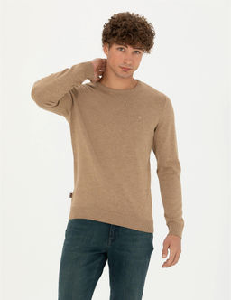 Camel Melanj Slim Fit Bisiklet Yaka Basic Triko Kazak