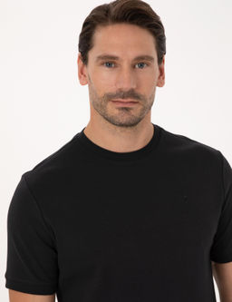 Siyah Regular Fit %100 Pamuk Bisiklet Yaka Basic T-shirt - Cacharel фото 2