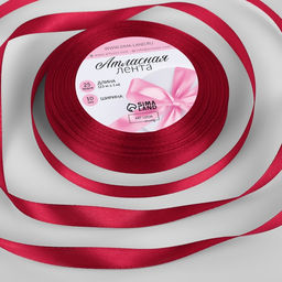 Цена за 5 шт. Лента атласная, 10 мм × 23 ± 1 м, цвет глубокий красный №33