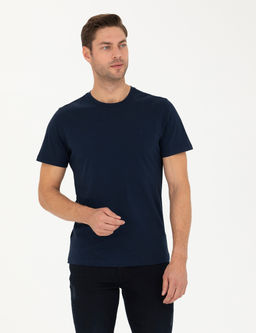 Lacivert Slim Fit Basic Ti__rt