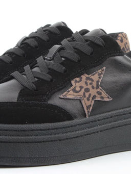 03-YE475-1 BLACK Кроссовки женские (натуральная кожа)