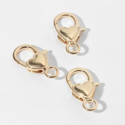 Замок карабин Сердечко, гладкое, 3 шт. 14?26 мм, цвет золото