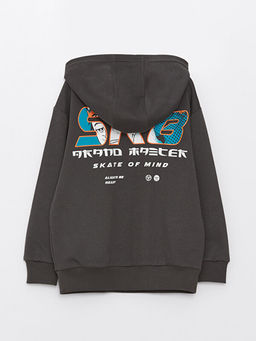 Kap??onlu Bask?l? Uzun Kollu Erkek ?ocuk Sweatshirt - Waikiki фото 2