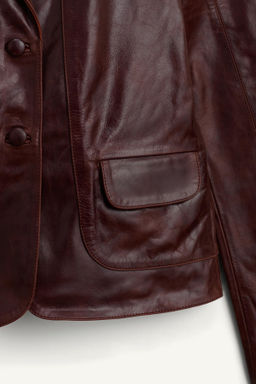LIMITED EDITION 100% LEATHER CROPPED BLAZER - Zara фото 8