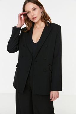 Siyah Regular Astarl? Dokuma Blazer Ceket TWOSS21CE0137