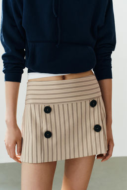 FALDA PANTAL?N BOTONES RAYAS / Marr?n claro - Zara фото 3