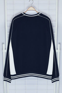 TRENDYOL MAN Lacivert Oversize/Genis Kesim Bask?l? Biye Detayl? Kolej Ici Polarl? Sweatshirt TMNAW25SW00145 - Trendyolmilla фото 6