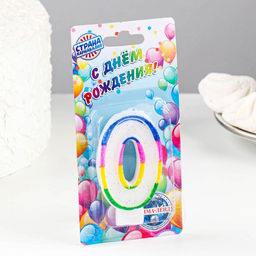Цена за 12 шт. Свеча для торта с блестками Блестящий ободок, цифра 0, 7 см - Страна карнавалия фото 4