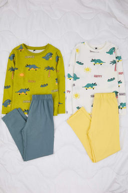 Cok Renkli Bask?l? 4lu Orme Erkek Cocuk Pijama Tak?m? TKDAW26PT00016 - Trendyolmilla фото 2