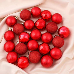 Ёлочные игрушки Диско МИКС, шары новогодние, d=4 см, набор 24 шт., красный