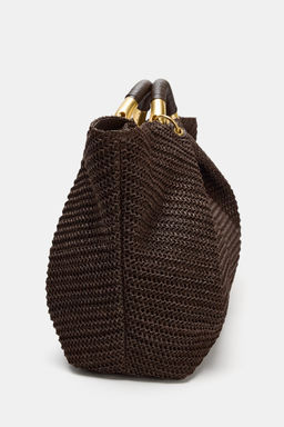 MAXI BOLSO DE MANO EFECTO TRENZADO / Chocolate - Zara фото 6