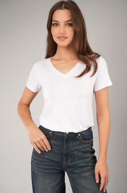 Женская футболка из вискозы с V-вырезом Happyfox