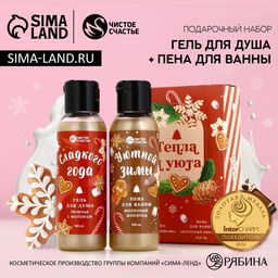 Подарочный набор новогодний женский Тепла и Уюта: гель для душа и пена для ванны, 2?100 мл, Чистое счастье