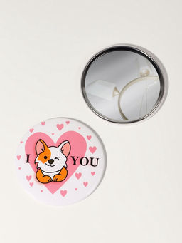 Цена за 4 шт. Зеркало карманное «Люблю корги», d=7 см, разноцветное
