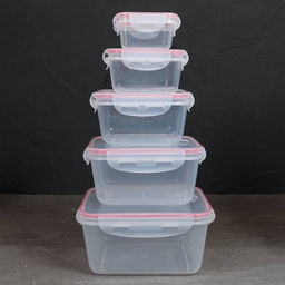 Салатник 5 штук квадратный с крышками / 905-5 /уп 36/ 220, 500, 900, 1500, 2500 мл - Галеонтрейд фото 2