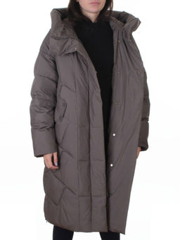 A621 GRAY/BROWN Пальто зимнее женское (200 гр. холлофайбер)