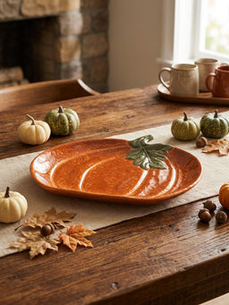 Блюдо, 23х19 см, керамика D, оранжево-зеленое, Тыква с листом, Bright pumpkin - Anna lafarg фото 7