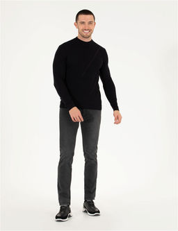 Lacivert Slim Fit Bisiklet Yaka Triko Kazak