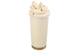 Термокружка 500 мл 9*9*19,5 см, двойная, золотисто - бежевая