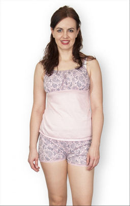 Пижама с шортами на бретелях, розовый (134-2) ПЛИОНА