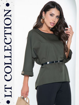 Блуза Тринити с пояском (хаки) Б2574