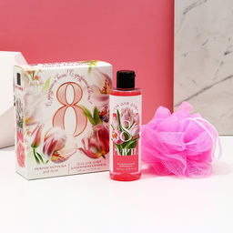 Подарочный набор С 8 Марта!, гель для душа 200 мл и мочалка для тела, Чистое счастье