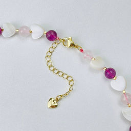 Бусы детские из Розового кварца, Флюорита и Перламутра 34 см +