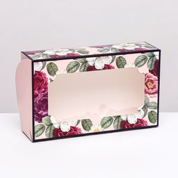 Коробка складная с окном под зефир FOR YOU, 25×15×7 см