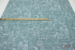 Рогожка Флора и фауна цв.голубой мох, ш.1.5м, хлопок-100%, 165гр/м.кв - Купава фото 2