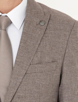 A__k Kahverengi Slim Fit Y_n Kar___ml_ Tak_m Elbise