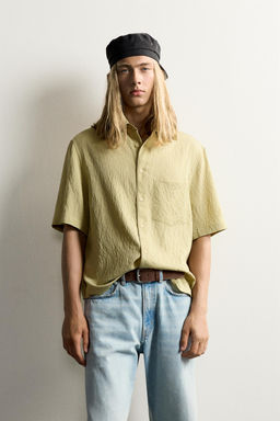 CAMISA BOXY FIT JACQUARD RAYAS / Amarillo - Zara фото 2