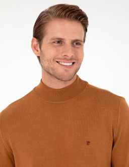 Kahverengi Slim Fit Yar_m Bal_k__ Yaka Basic Triko Kazak - Pierre cardin фото 2